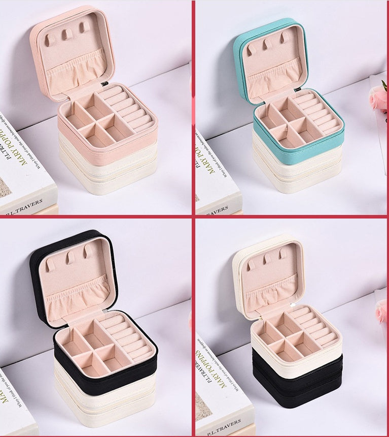 Portable Pu Leather Zipper Jewelry Storage Box (Copy) (Copy)