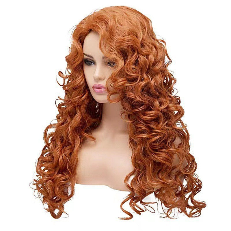 Brown Long Net Red Same Style Instant Noodles Roll Wig
