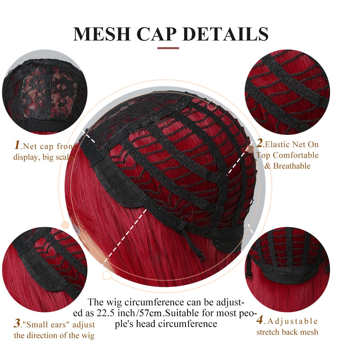 Red Long Straight Wig Head Cover With Style