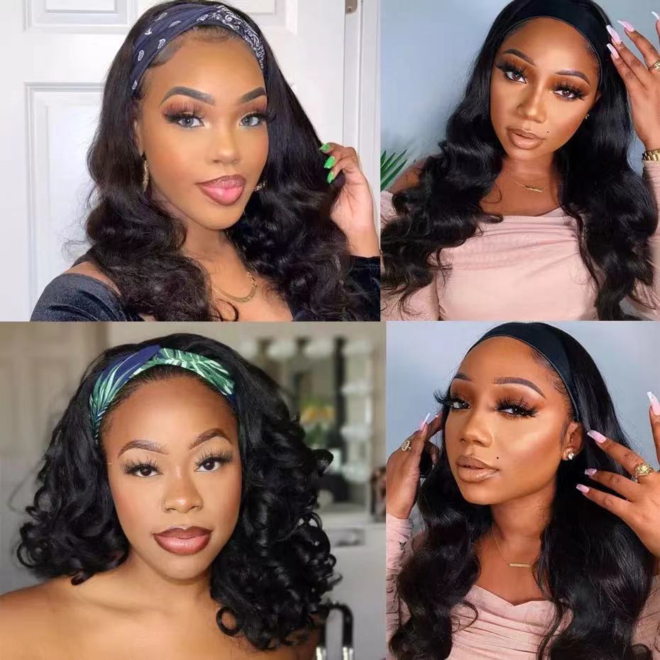 Beauty Long Perm Chemical Fiber Hair Band Wig