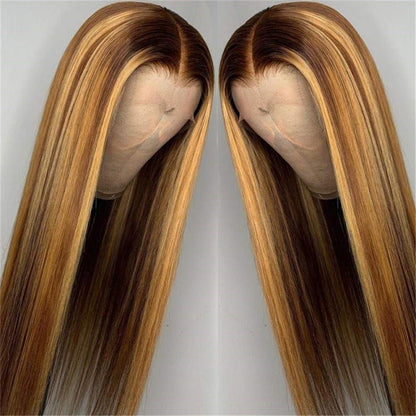 Long Straight Hair Wig Lace Medium Dark Brown Wig