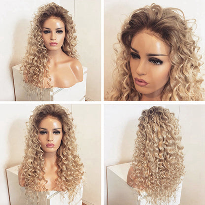 Blonde long curly wig