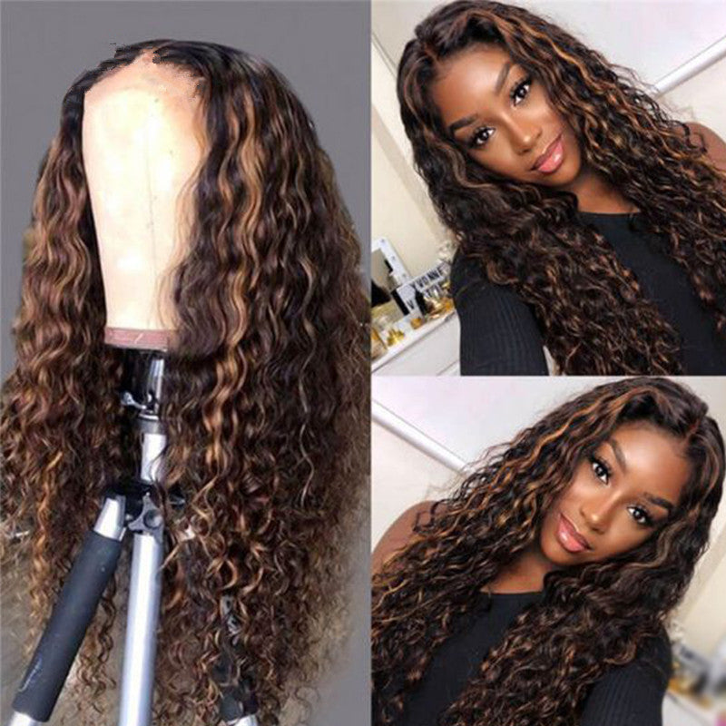Small Curly Wig  Mixed Color Long Hair Chemical Fiber Headgear