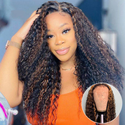 Small Curly Wig  Mixed Color Long Hair Chemical Fiber Headgear