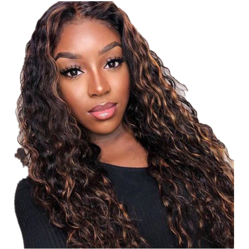 Small Curly Wig  Mixed Color Long Hair Chemical Fiber Headgear