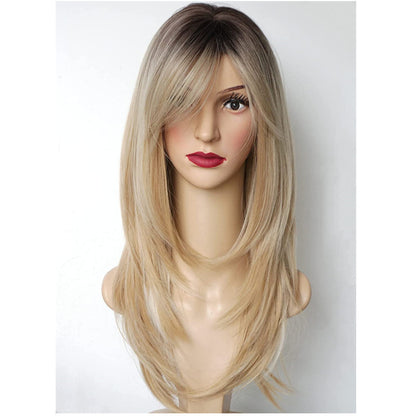 Women's High Temperature Silk Oblique Bangs Gradient Wig