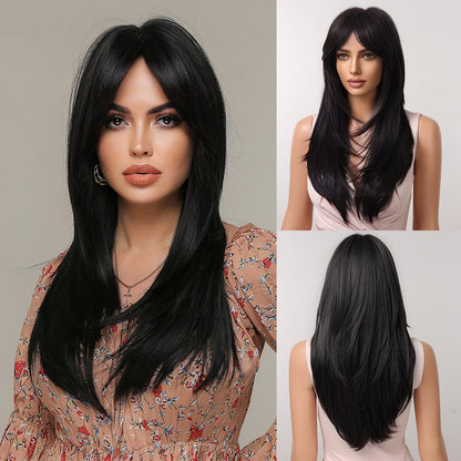 Eight Character Bangs Medium Length Fashionable Temperament Wig