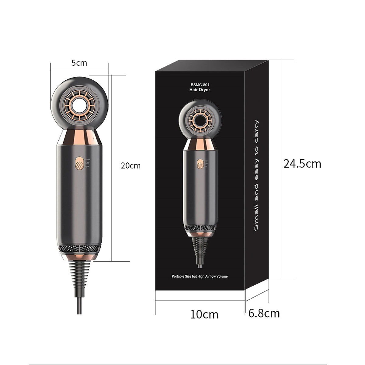 10 00W With Leafless Fan 2 Speed Hair Dryer