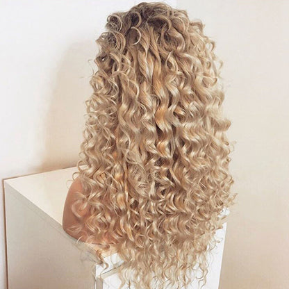 Blonde long curly wig