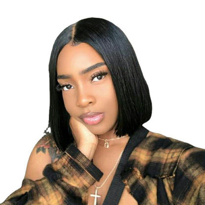 Black Simulation Mid-length Shoulder-length Short Hair Wig