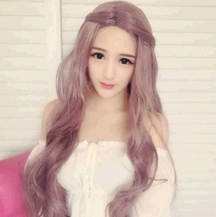 One meter cents wig taro purple long curly hair