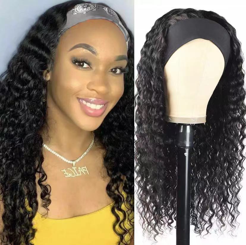 Beauty Long Perm Chemical Fiber Hair Band Wig