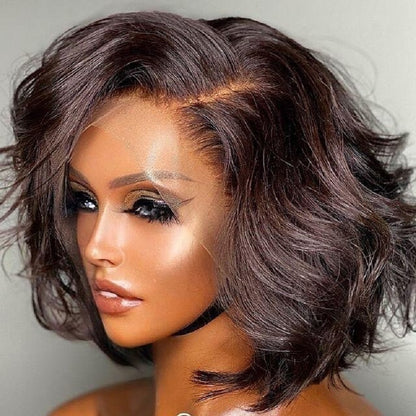 Chemical Fiber Short Curly Front Lace Head Cover Wig
