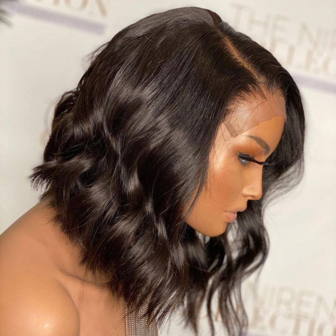 Chemical Fiber Short Curly Front Lace Head Cover Wig