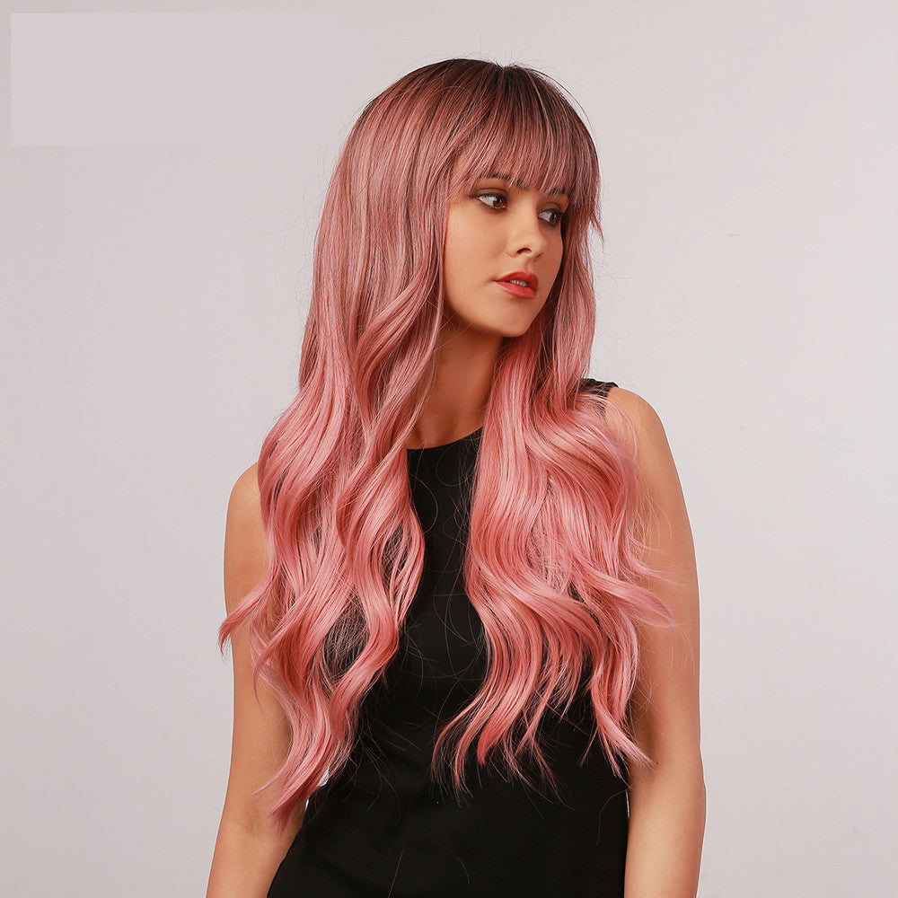 European And American Headgear Waist Long Curly Gradient Big Wave