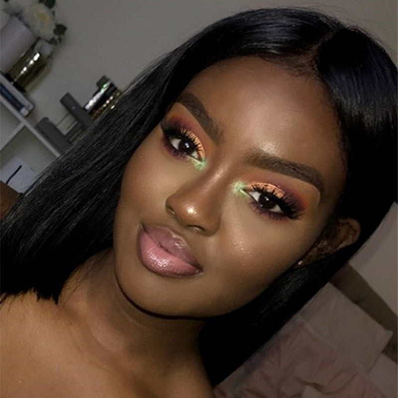 Black Simulation Mid-length Shoulder-length Short Hair Wig