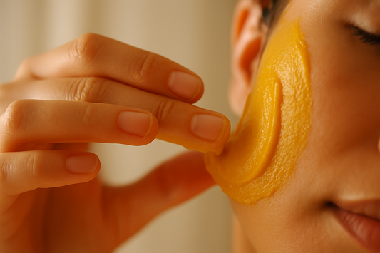 a picture of someone applying the turmeric in the a video 
