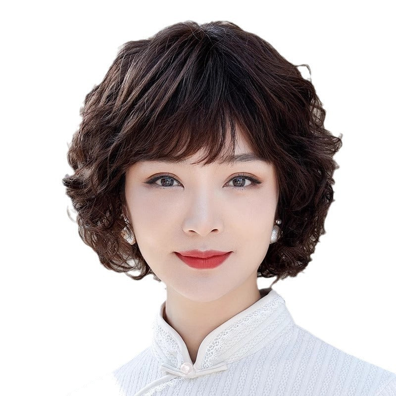Short Curly Hair Full-head Wig Real Fluffy Breathable