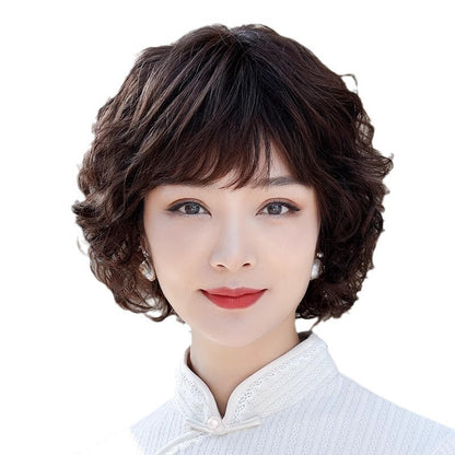 Short Curly Hair Full-head Wig Real Fluffy Breathable