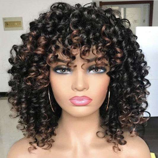 Curly Hair Explosion Head Chemical Fiber High Temperature Silk Wig
