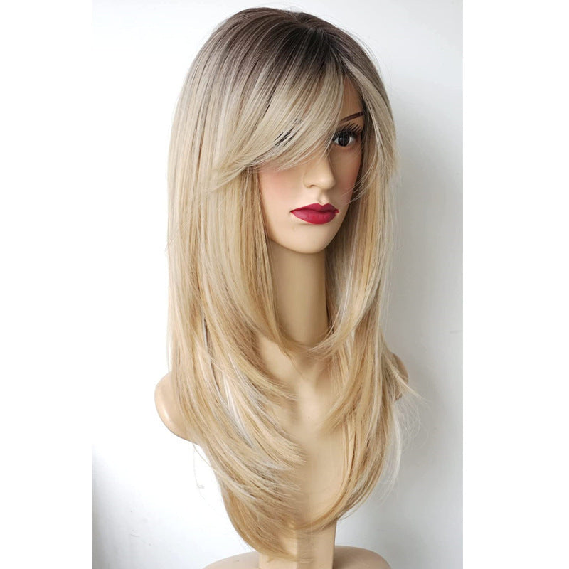 Women's High Temperature Silk Oblique Bangs Gradient Wig