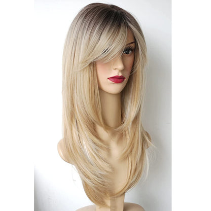 Women's High Temperature Silk Oblique Bangs Gradient Wig