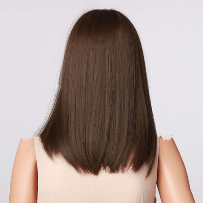 Black And Brown To Modify The Face Shape Shoulder Wig