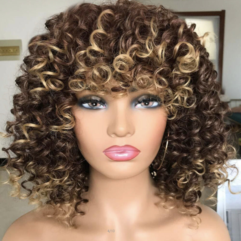 Curly Hair Explosion Head Chemical Fiber High Temperature Silk Wig