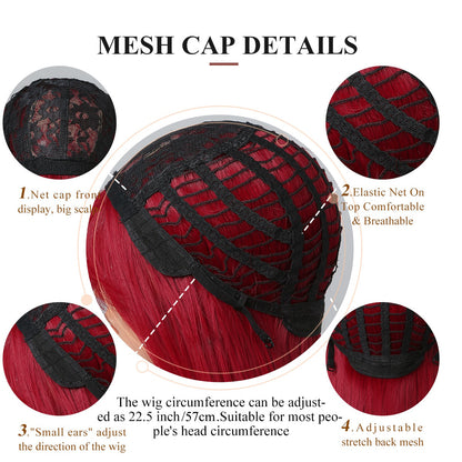 Red Long Straight Wig Head Cover With Style