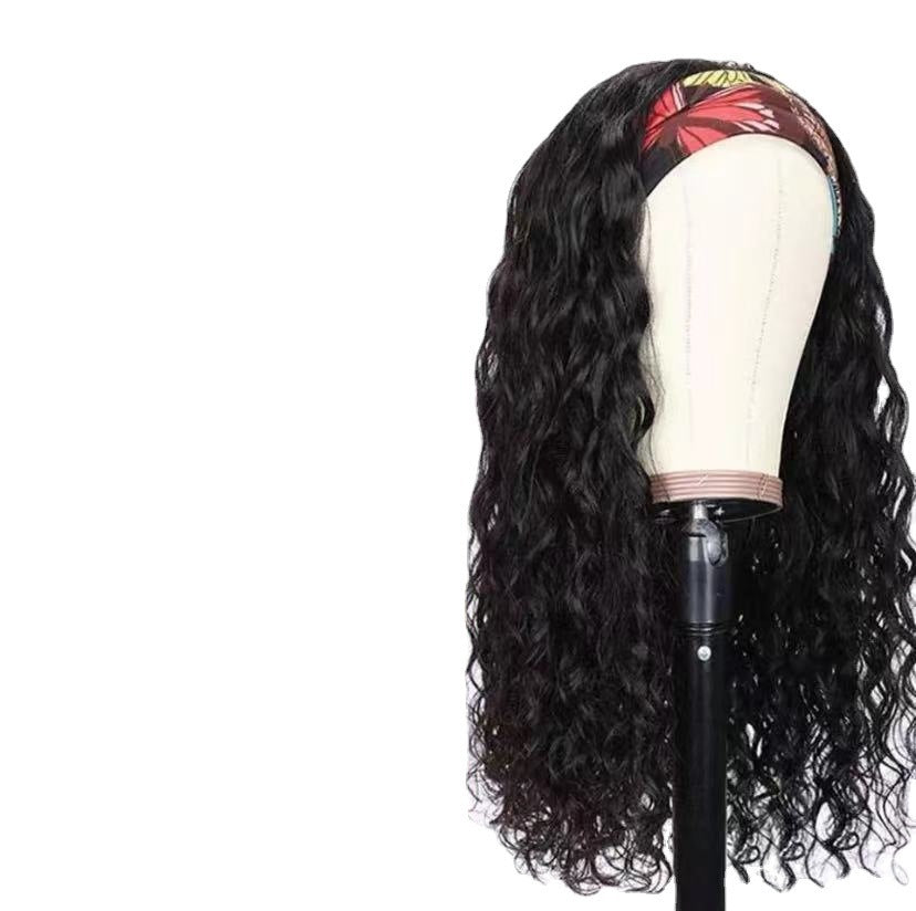 Beauty Long Perm Chemical Fiber Hair Band Wig