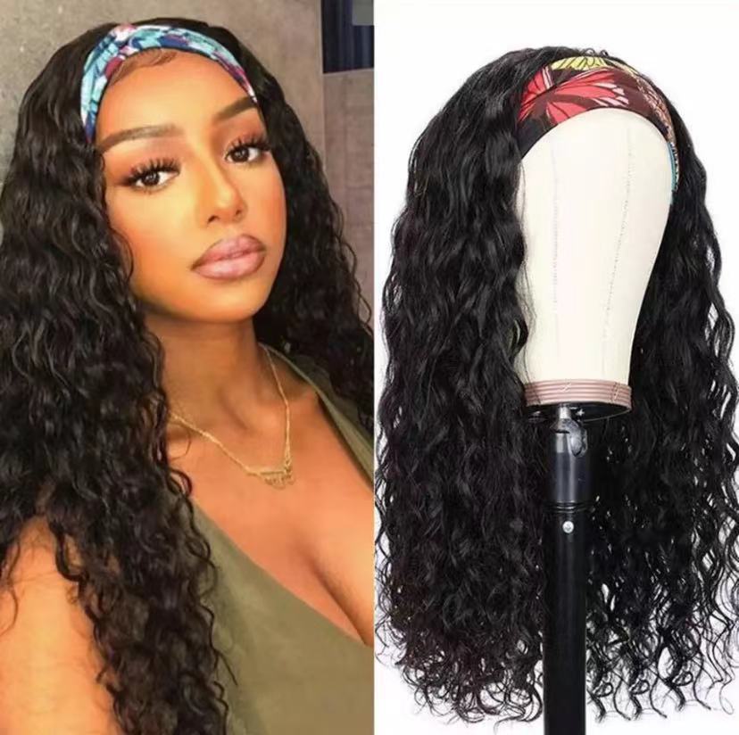 Beauty Long Perm Chemical Fiber Hair Band Wig