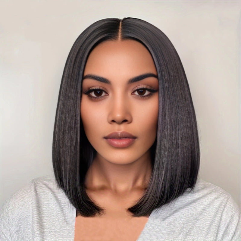 Black Simulation Mid-length Shoulder-length Short Hair Wig