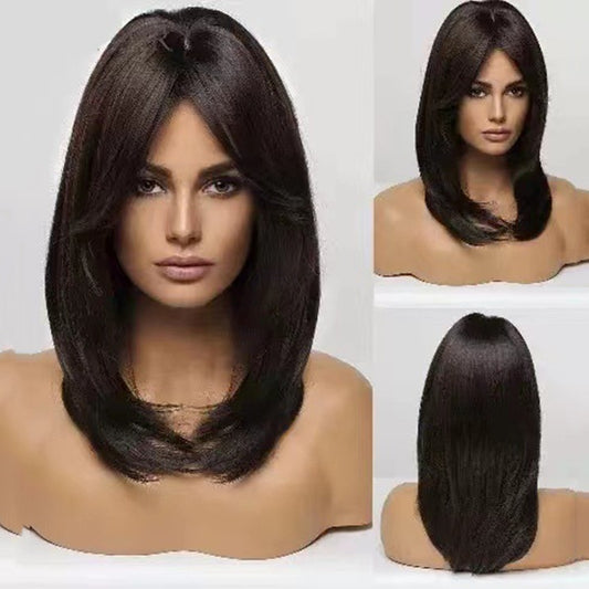 Women's High Temperature Silk Oblique Bangs Gradient Wig