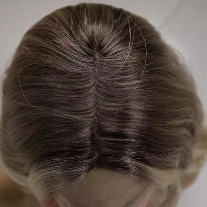 European And American Fashion T-shaped Lace Gold Gradient Wavy Curly Hair Wigs Shipped From Warehouse