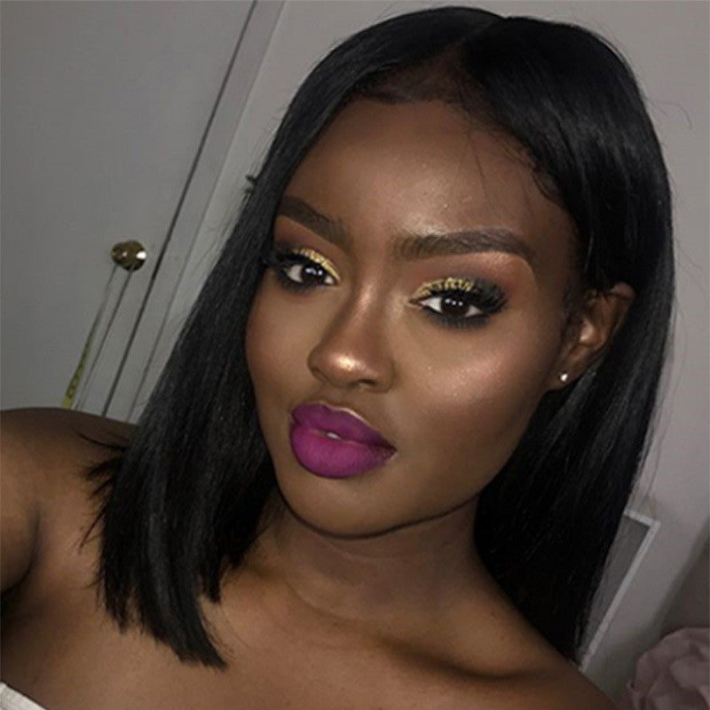 Black Simulation Mid-length Shoulder-length Short Hair Wig